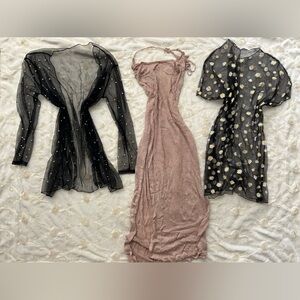3 SWIMSUIT COVER UP! Sexy Sheer Black Daisy Mini Dress, Maxi Dress, Embellished